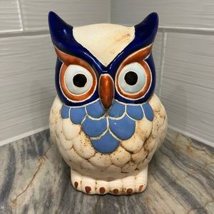 Owl Pottery Glazed Ceramic Figurine Decor 
Hollow